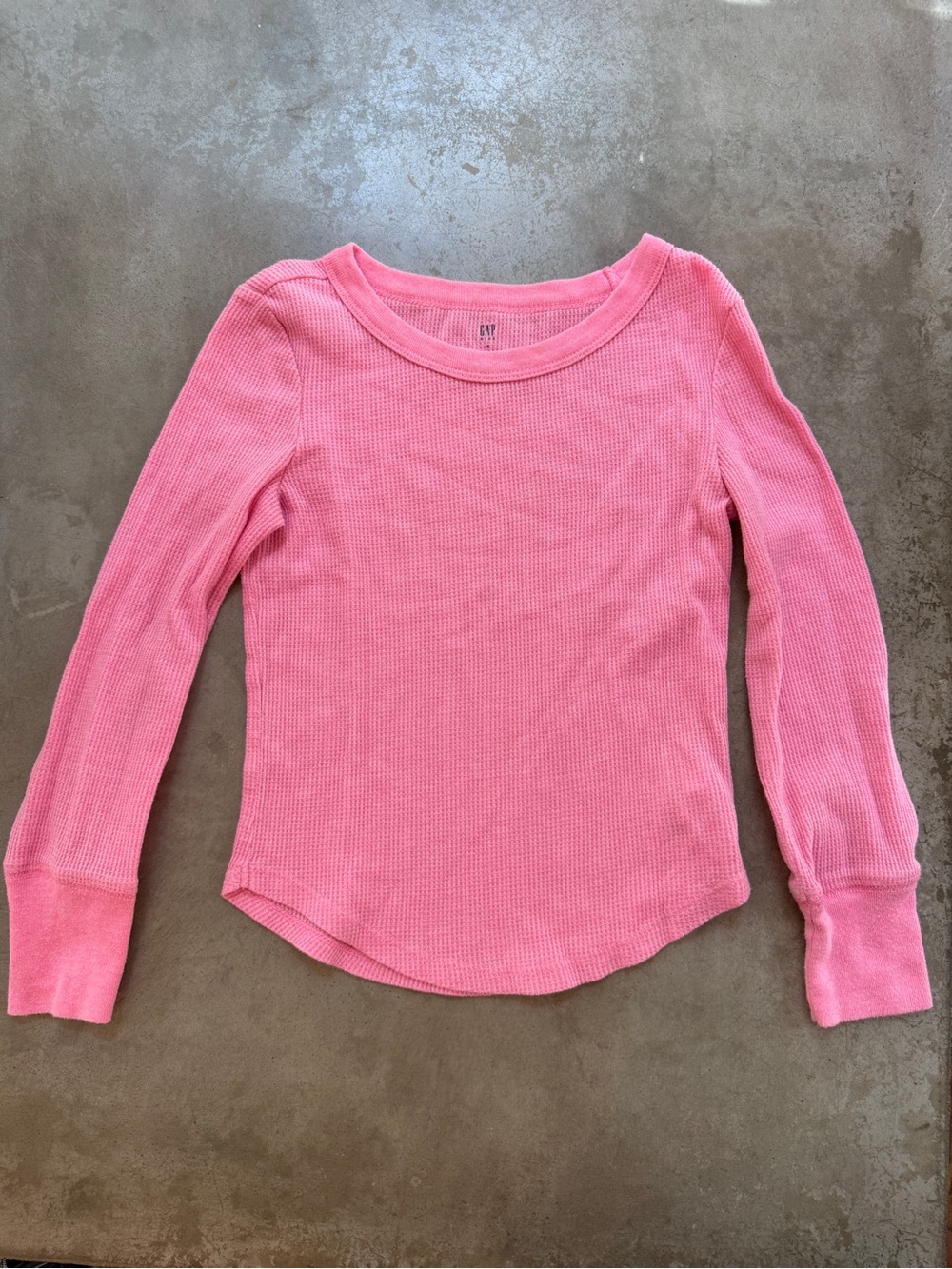 GAP Pink Waffle Knit Long-Sleeve Tee